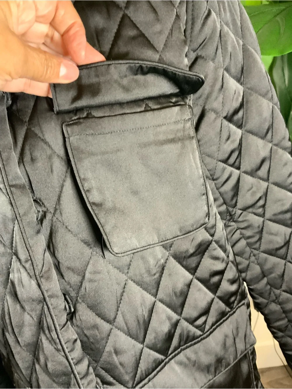 DR2 Black Quilted Pocket Puffer Coat
